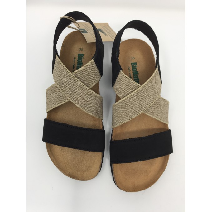 Bionatura sandalo con fasce incrociate disponibile in 3 colori zeppa comoda