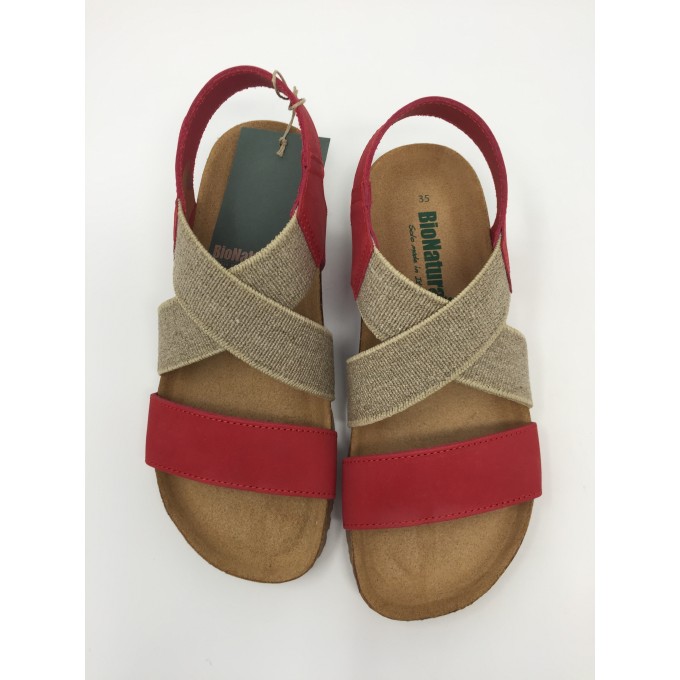 Bionatura sandalo con fasce incrociate disponibile in 3 colori zeppa comoda