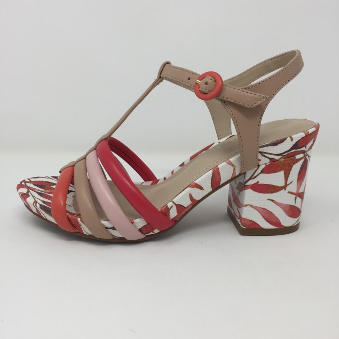 Capelli rossi sandalo pelle con listini colorati e tacco multi 8 disponibile in 3 colori