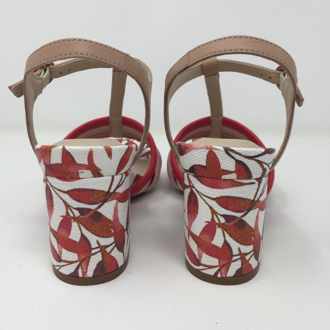 Capelli rossi sandalo pelle con listini colorati e tacco multi 8 disponibile in 3 colori