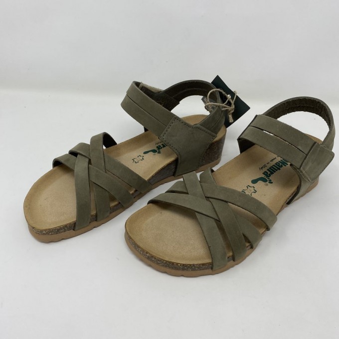 Bionatura Sandalo In Nabuk Tacco 4cm