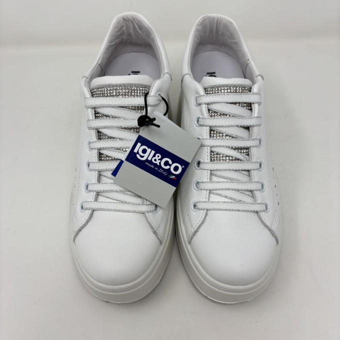 igi&co sneaker in pelle lacci e brillantini